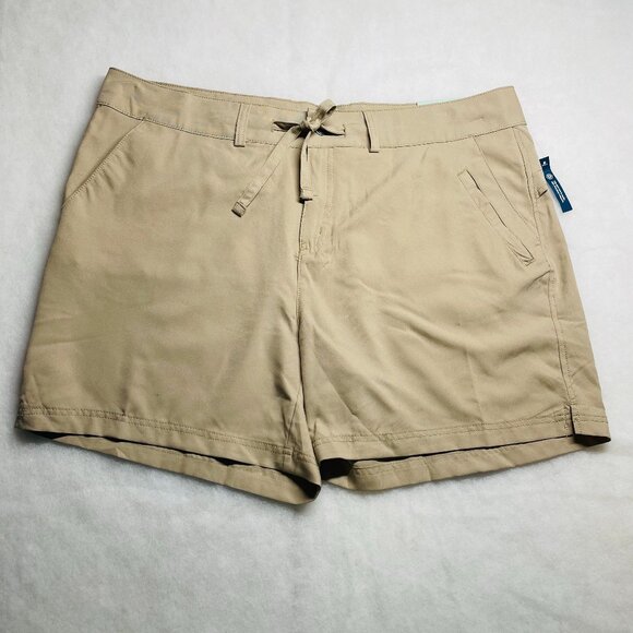 NWT Magellan Outdoors Womens Khaki Fish Gear Falcon Lace Outwear Shorts Size 1X - Picture 1 of 11